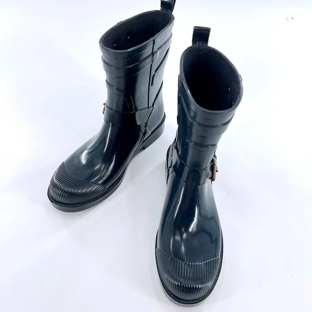 Coach Navy Glossy Rain Boots